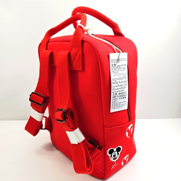 DisneyParks 2025 Loungefly Mickey & Minnie Balloons Backpack Red Canvas NWT - Picture 2 of 4